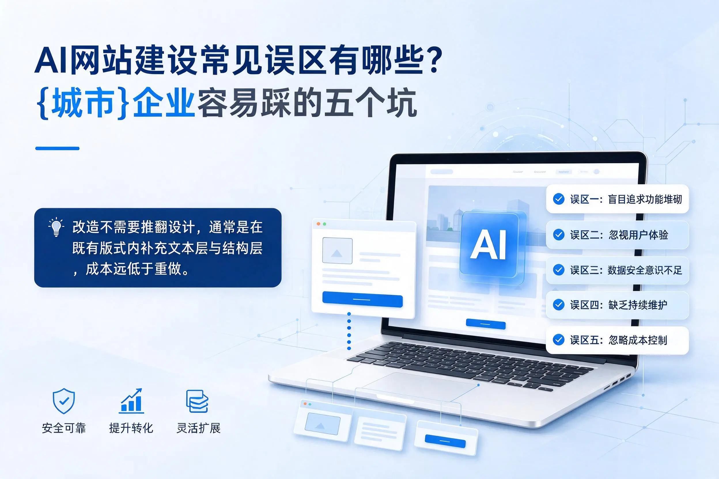 AI网站建设常见误区有哪些?景德镇企业容易踩的五个坑