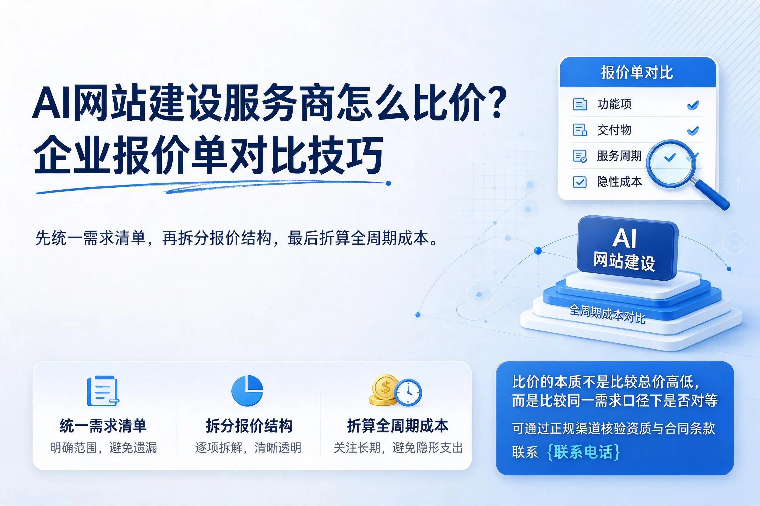 AI网站建设服务商怎么比价？景德镇企业报价单对比技巧