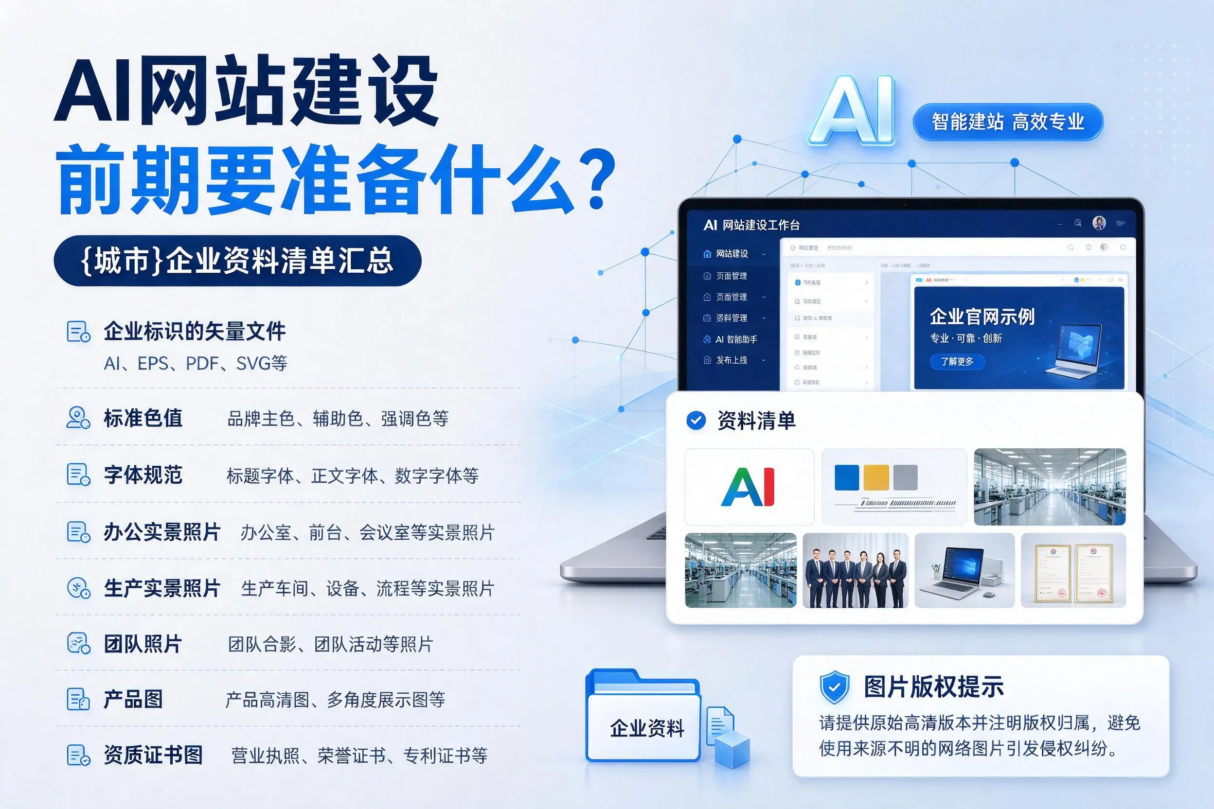 AI网站建设前期要准备什么？景德镇企业资料清单汇总